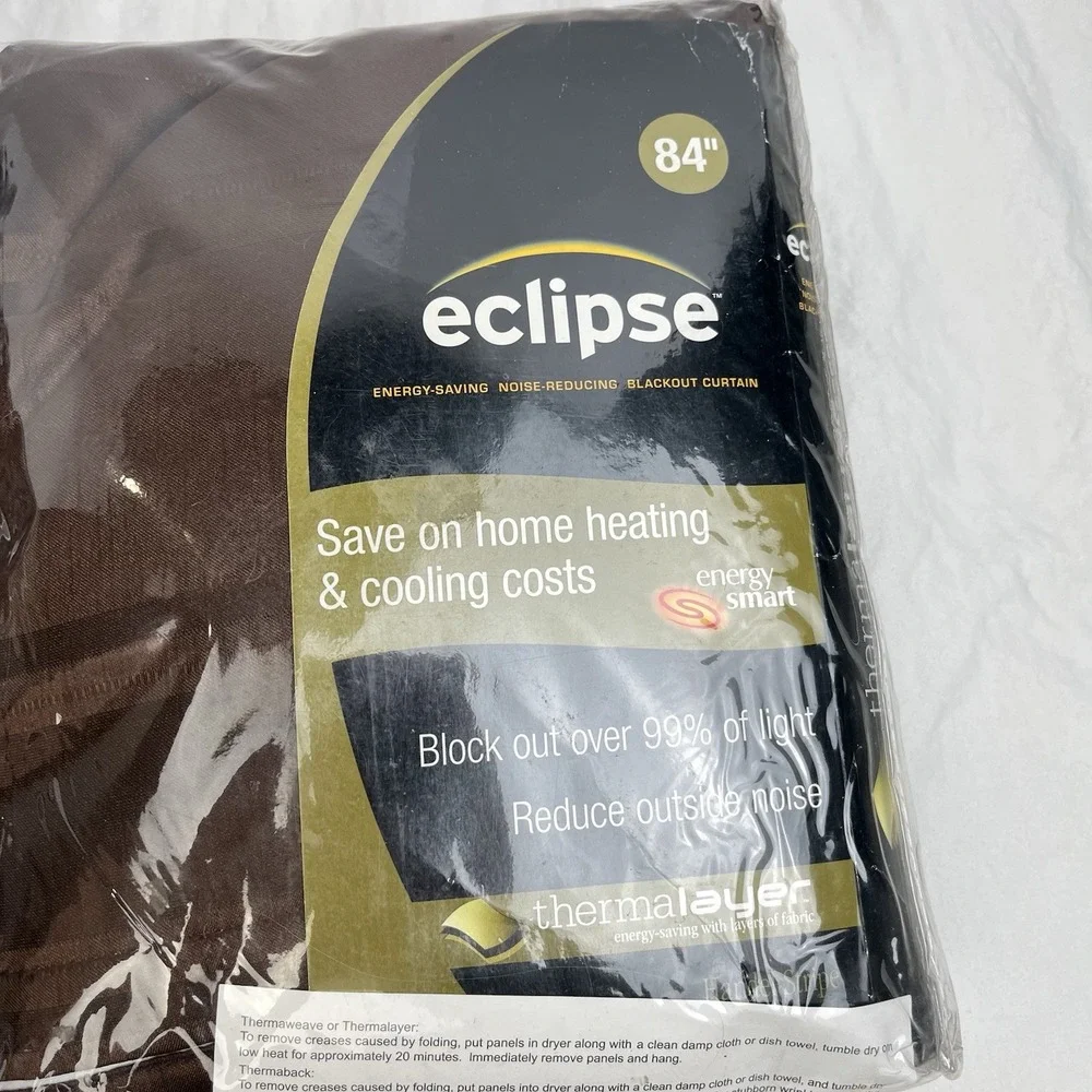 Lot Of 2 Eclipse Window Curtain Panels Espresso Brown 52x84 Blackout Thermalayer
